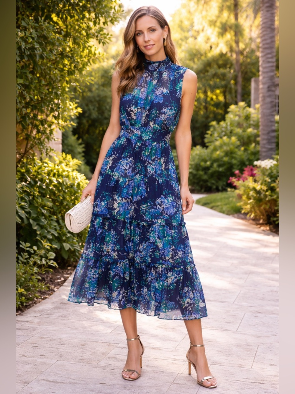New 10 Crosby Derek Lam Junia Floral Tapestry High Neck Dress